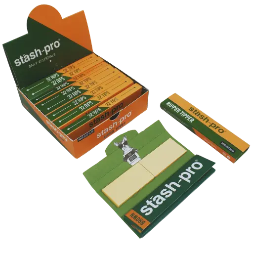 [5667] Stash Pro papel para rolar premium 10 carteras con 32 sabanas + 32 filtros cafe King Size (109 mm)