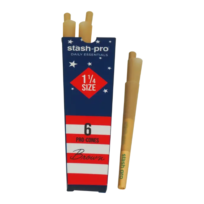 [3653294172648] Stash Pro Conos pre rolados cafe 6 piezas 1¼ (84mm)