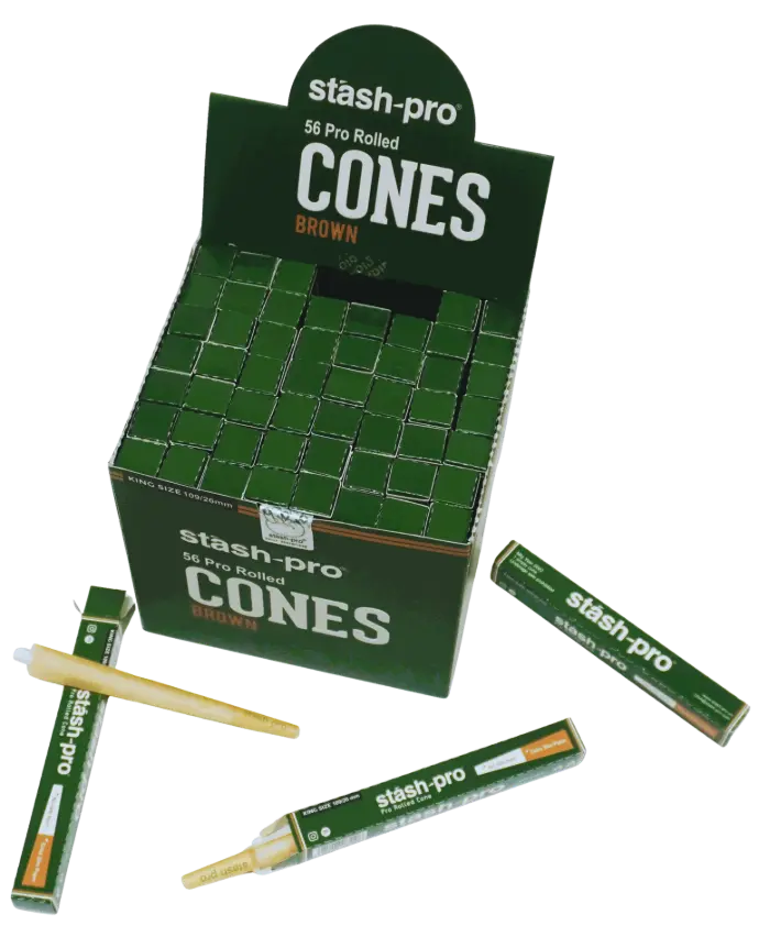 [NU2556] Stash Pro conos pre rolados 56 Piezas individuales con caja King Size (109 mm) cafe