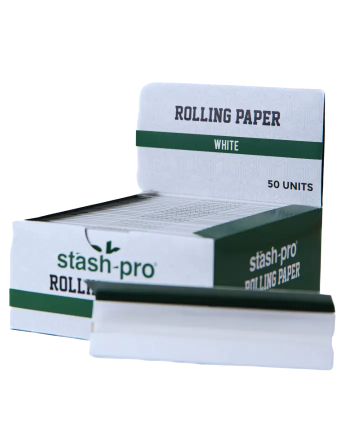 [5575] Stash Pro Rolling Paper 50 carteras papel para rolar con 32 sabanas blanco 1 1/4 (84mm) 