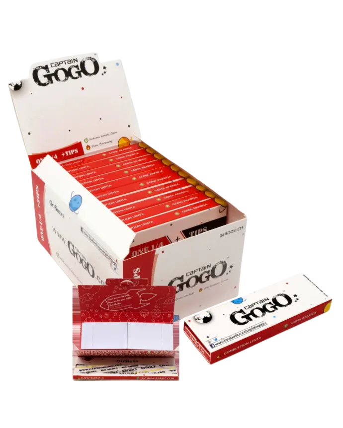 [0158] Captain Gogo papel para rolar 22 carteras con 33 sabanas + 33 filtros blanco King Size (109 mm)